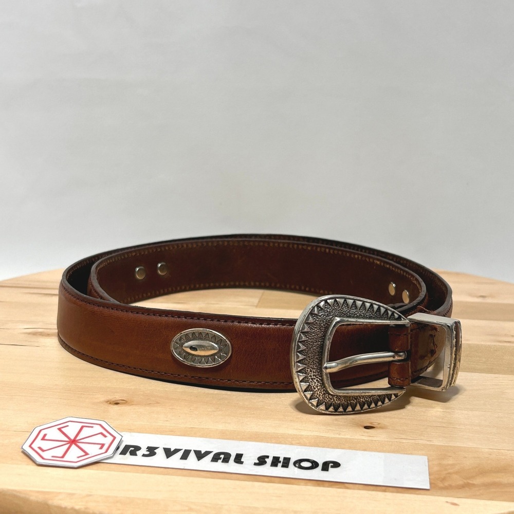Greg Norman Mens Dark Brown Genuine Leather Studded Belt - Size 40
